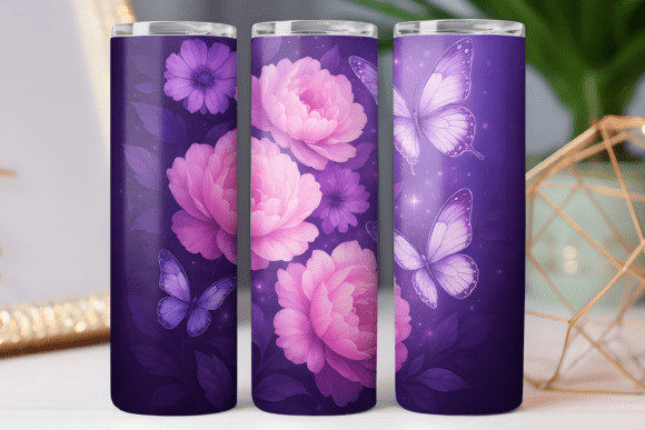 Butterfly Tumbler Wrap Graphics: Skinny Design PNG