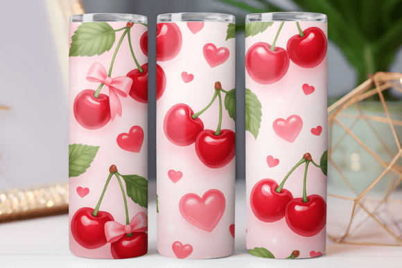 Cherry and Bow Tumbler Wrap Graphics
