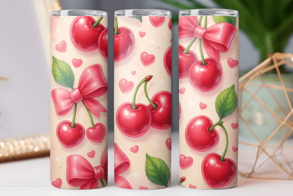 Cherry and Bow Tumbler Wrap: Graphics & Freebies
