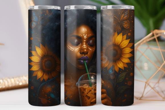 Coffee Girl Tumbler Wrap 20oz PNG Art Graphics Freebies
