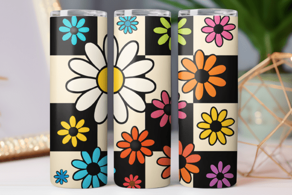 Daisy Retro Floral Graphics for Tumbler Wraps