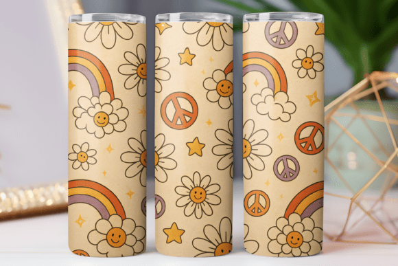 Daisy Retro Floral Skinny Tumbler Graphics & Wraps