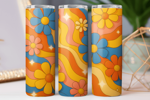 Daisy Retro Floral Tumbler 20oz Png Art: Freebies Graphics Review