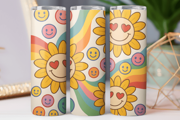 Daisy Retro Floral Tumbler Wrap: Free Graphics for Sellers