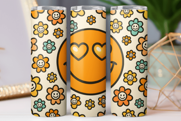 Daisy Retro Floral Tumbler Wrap Graphics