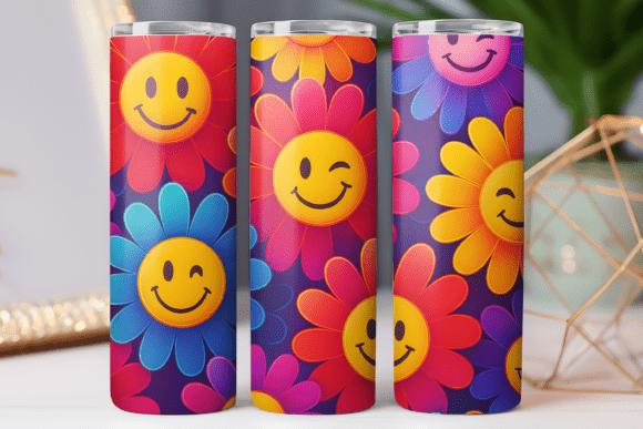 Daisy Smile Flower Tumbler Wrap: Graphics & Tumbler Wraps