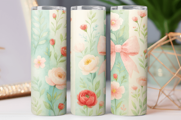 Floral Bow Tumbler Wraps Graphics for Publishers