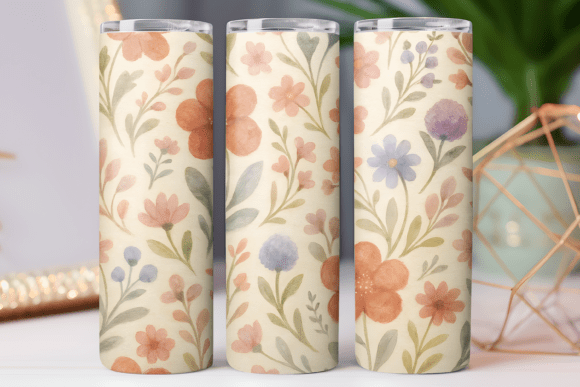 Floral Tumbler Wrap Graphics for Brand Design