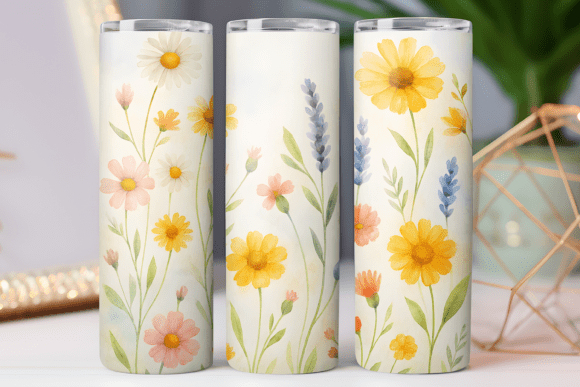 Floral Tumbler Wrap Skinny Design 20oz Graphics for Branding