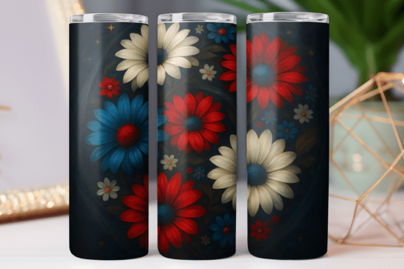 Flower Patriotic Tumbler Wrap: Freebie Graphics for Brands