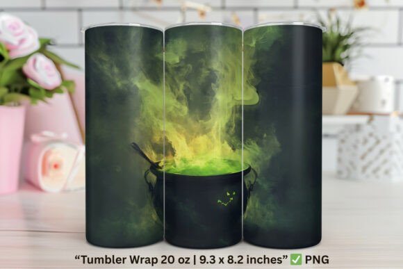 Glowing Green Potion Cauldron Tumbler Graphics for Tumbler Wraps