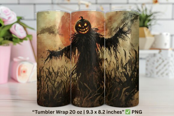 Halloween Scarecrow Tumbler Wrap 20oz: Graphics for Tumbler Wraps