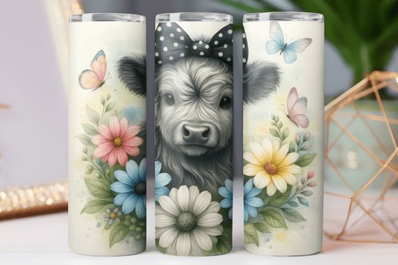 Highland Cow Tumbler Wrap: Free Design Graphics