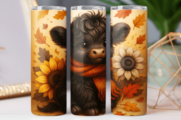 Highland Cow Tumbler Wrap Graphics and Freebies
