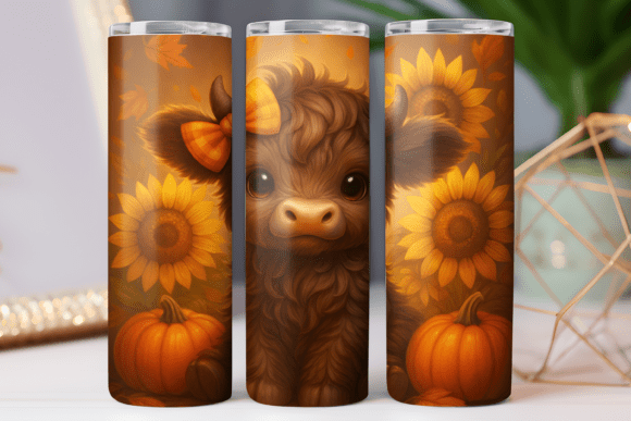Highland Cow Tumbler Wrap Graphics for Brand Design