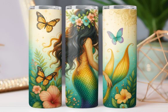 Mermaid Tumbler Wrap 20oz Photos Skinny: Graphics & Freebies for Sellers