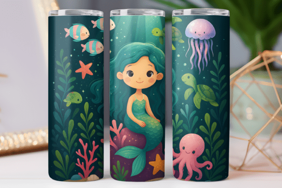 Mermaid Tumbler Wrap 20oz Skinny Design Graphics