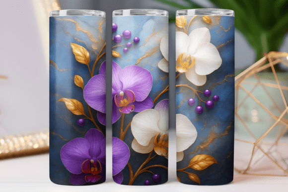 Orchid Floral Tumbler Wrap 20oz Png Art: Free Graphics