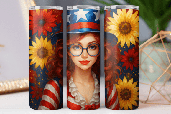 Patriotic Girl Tumbler Wrap: Graphics for Tumbler Wraps