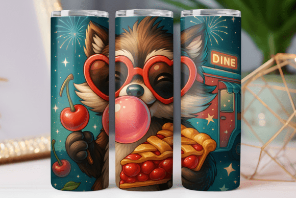 Pizza Raccoon Tumbler Wrap Graphics Freebies