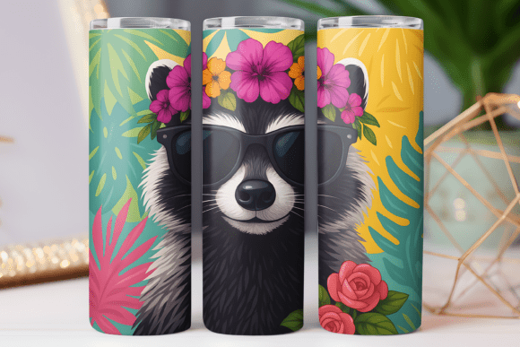 Raccoon Tumbler Wrap 20oz Skinny Photo Graphics Tumbler Wraps