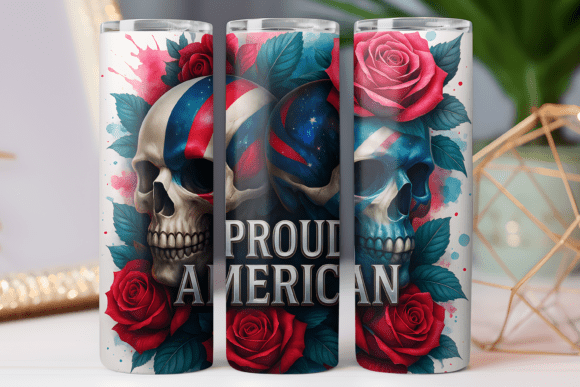 Skull Patriotic Tumbler Wrap Deer 20oz Graphics