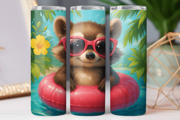 Summer Raccoon Tumbler Wrap: Freebie Graphics for Local Business