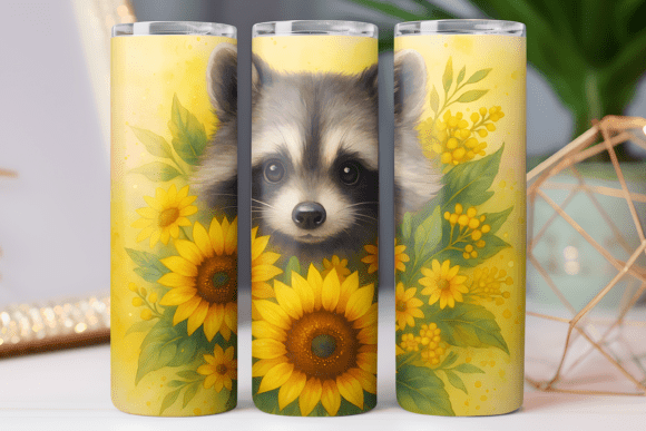 Sunflower Raccoon Tumbler Wrap: Graphics for Tumbler Wraps