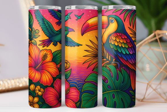 Tropical Pattern Skinny Png Tumbler Wrap: Graphics Freebies