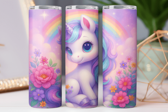 Unicorn Tumbler Wrap Design 20oz Skinny Graphics & Tumbler Wraps