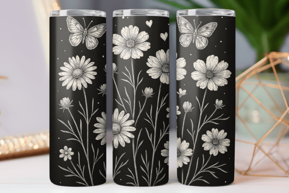 Vintage Wildflower Tumbler Wrap Png Art